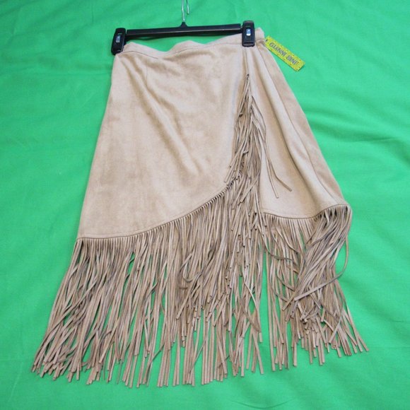 ANTONIO MELANI Dresses & Skirts - Fringed, Faux Suede, Faux Wrap Skirt